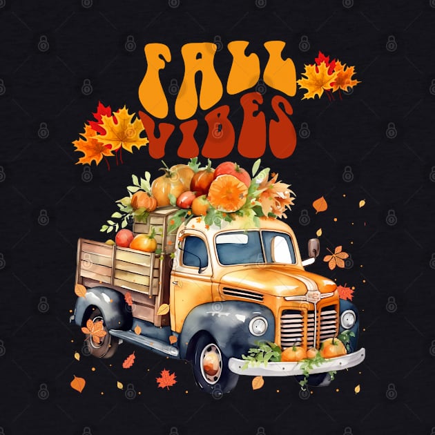 Fall Vibes Pumpkin Vintage Truck by MyVictory